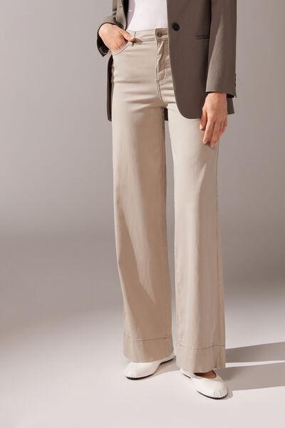 Cream Eco Palazzo Jeans, , large image number 0