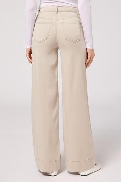 Cream Eco Palazzo Jeans, , large image number 1