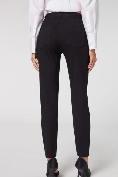 Black Milano Knit Five-Pocket Leggings, , large image number 2