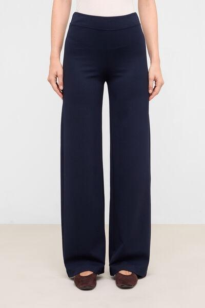 Navy Milano Knit Palazzo Pants, Blue, medium