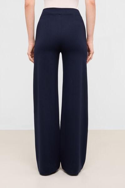 Navy Milano Knit Palazzo Pants, Blue, medium