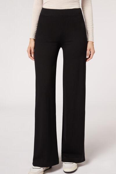 Black Milano Knit Palazzo Leggings, , large image number 1