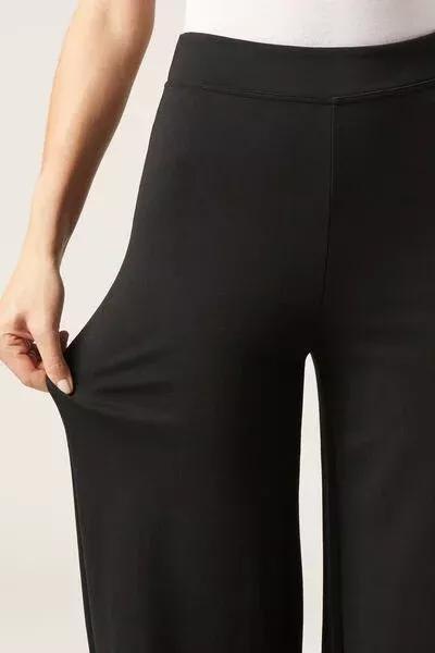 Black Milano Knit Palazzo Leggings, Black, large image number 3