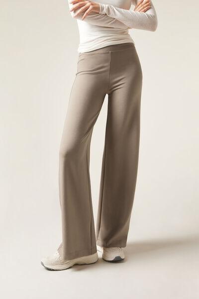 Grey Milano Knit Palazzo Leggings, , large image number 0
