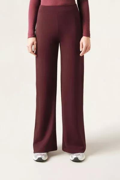 Red Milano Knit Palazzo Flared Leggings, 5501_089F, large image number 0