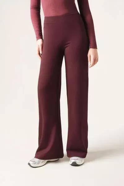 Red Milano Knit Palazzo Flared Leggings, 5501_089F, large image number 1