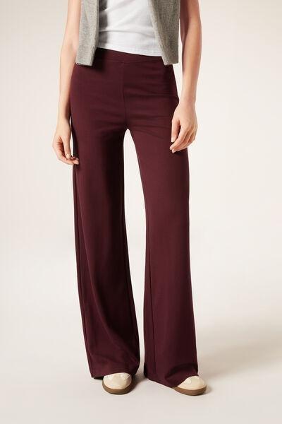 Red Milano Knit Palazzo Flared Leggings, 5501_089F, medium