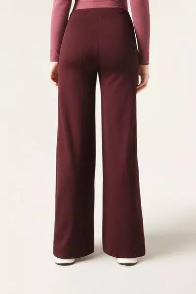Red Milano Knit Palazzo Flared Leggings, 5501_089F, large image number 2