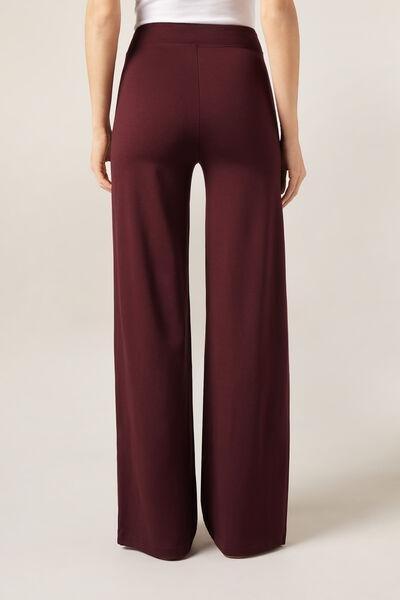 Red Milano Knit Palazzo Flared Leggings, 5501_089F, medium
