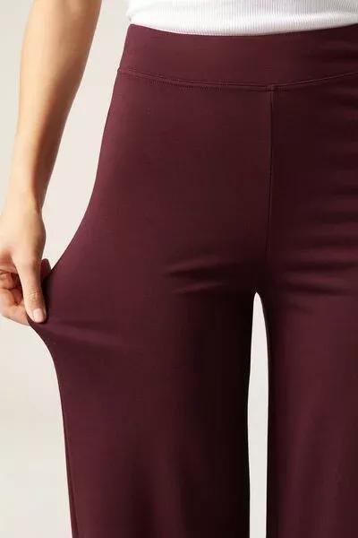 Red Milano Knit Palazzo Flared Leggings, 5501_089F, large image number 3