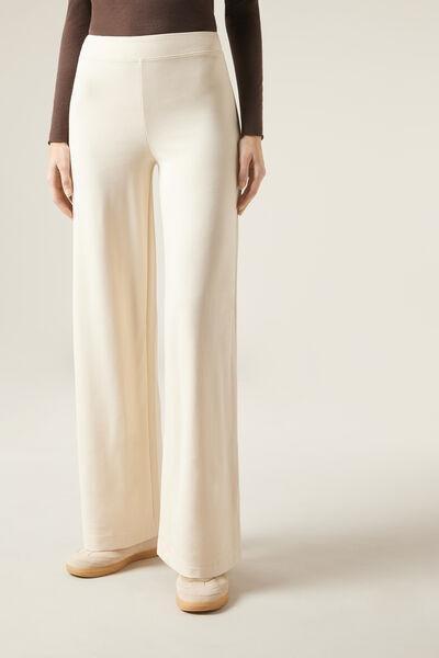 Cream Milano Knit Palazzo Leggings, , medium