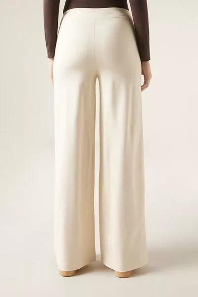 Cream Milano Knit Palazzo Leggings, 5501_499C, large image number 2