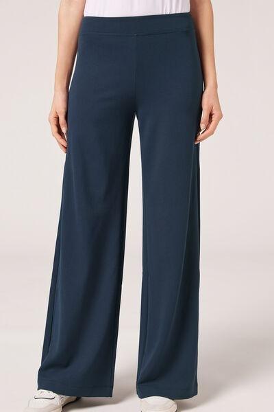 Blue Milano Knit Palazzo Leggings, 5501_860C, large image number 1