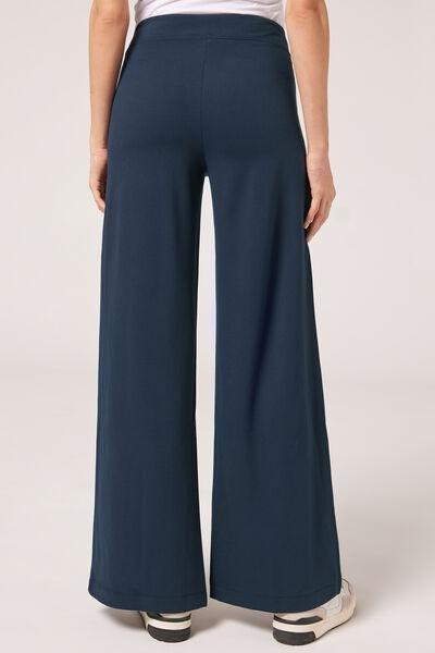 Blue Milano Knit Palazzo Leggings, 5501_860C, large image number 2