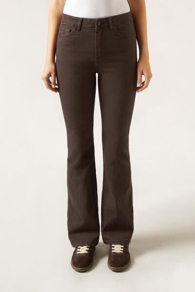 Brown Flared Stretch Jeans, , large image number 1