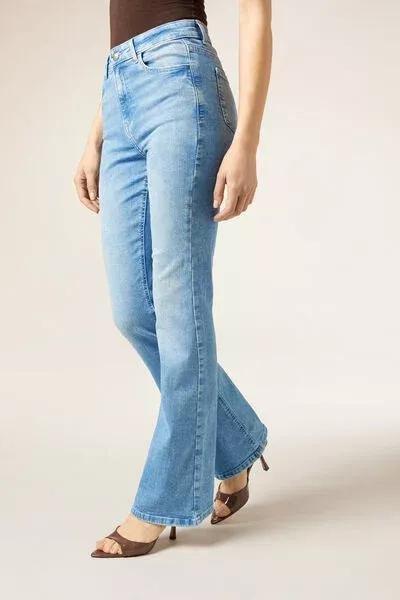 Blue Flared Stretch Jeans, 5501_160F, large image number 1