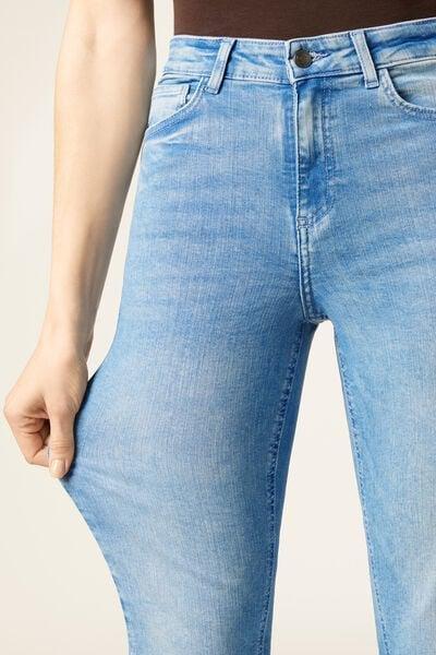 Blue Flared Stretch Jeans, 5501_160F, large image number 3