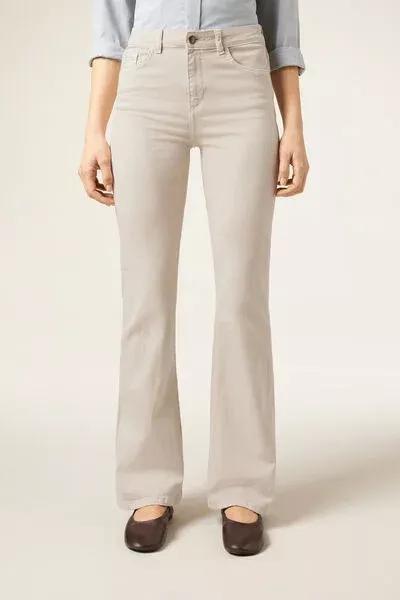 Brown Flared Stretch Jeans, 5501_161F, medium