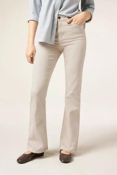 Brown Flared Stretch Jeans, 5501_161F, large image number 1