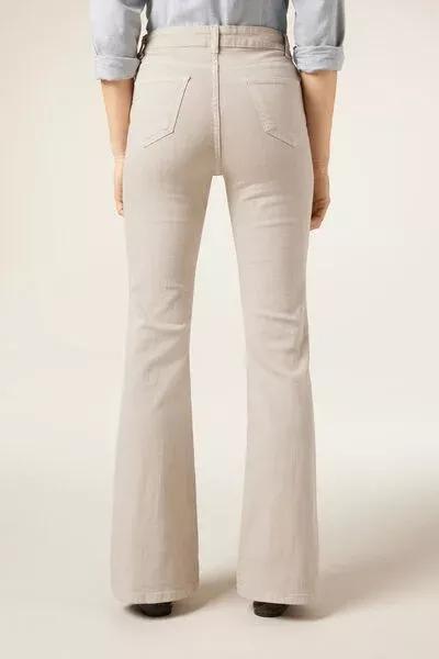 Brown Flared Stretch Jeans, 5501_161F, large image number 2