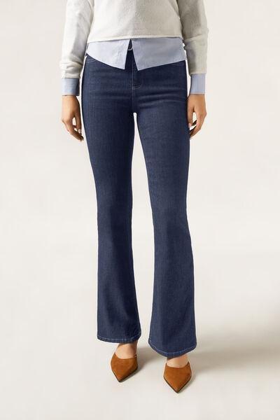 Navy Flared Stretch Jeans, , large image number 0
