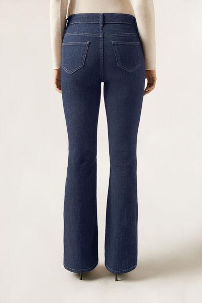 Navy Flared Stretch Jeans, , large image number 2