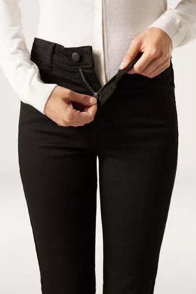 Black Flared Stretch Jeans, Black Denim, large image number 3