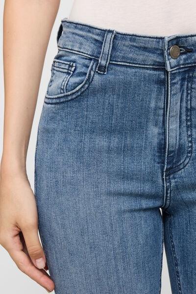 Blue Ultra-Stretch Flared Pants, Light Denim Blue, large image number 3