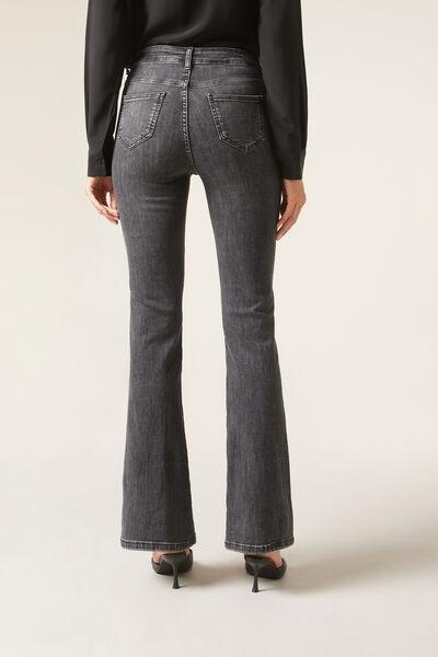 Grey Flared Stretch Jeans, , large image number 2
