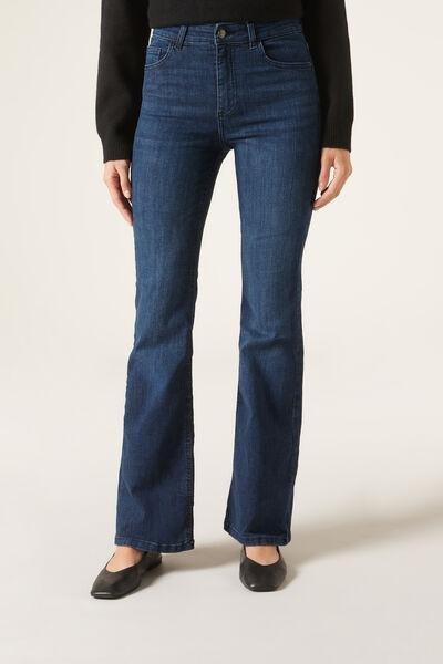 Blue Flared Stretch Jeans, , large image number 1