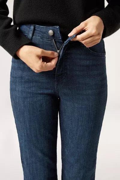 Blue Flared Stretch Jeans, 5501_808C, large image number 4