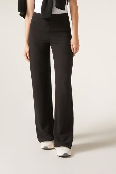 Black Cashmere Palazzo Trousers, , large image number 0
