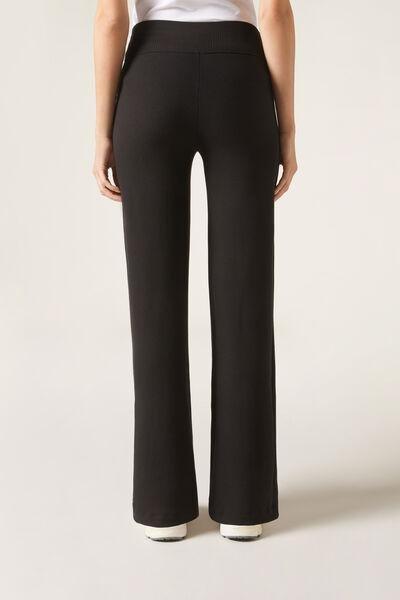 Black Cashmere Palazzo Trousers, , large image number 2