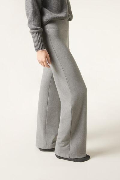 Grey Cashmere Palazzo Trousers, , large image number 0