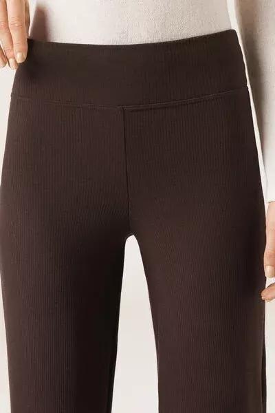 Brown Palazzo Cashmere Pants, 5501_122F, large image number 4