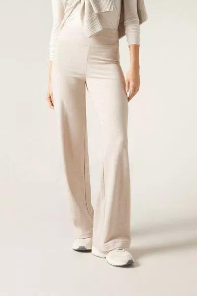 Cream Cashmere Palazzo Trousers, Natural Blend, medium