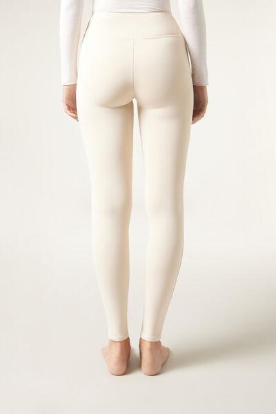 Cream Plush Thermal Leggings, , large image number 2