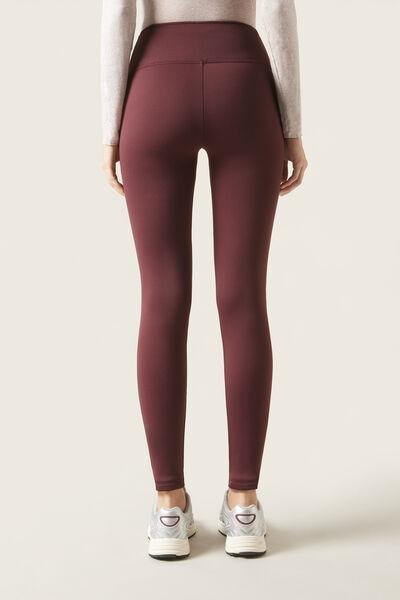 Burgundy Plush Thermal Leggings, , large image number 2