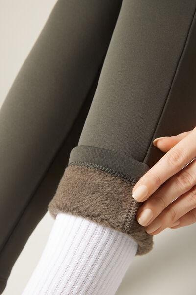 Green Plush Thermal Leggings, 5501_083F, large image number 3