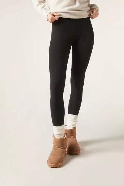 Black Cashmere Leggings, Black, large image number 1