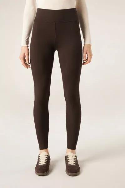 Brown Palazzo Cashmere Leggings, 5501_122F, large image number 0
