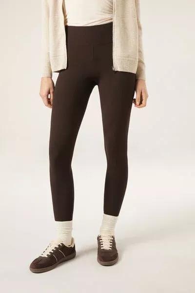 Brown Palazzo Cashmere Leggings, 5501_122F, large image number 1
