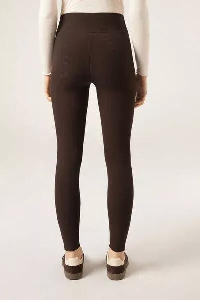 Brown Palazzo Cashmere Leggings, 5501_122F, large image number 2