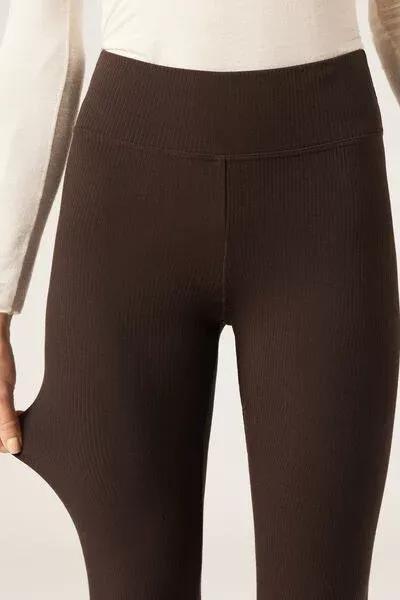 Brown Palazzo Cashmere Leggings, 5501_122F, large image number 4