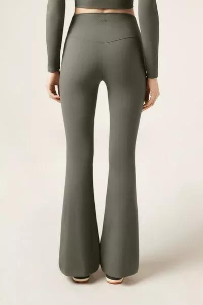 Green First Class Soft Touch Flared Pants, 5501_163F, medium