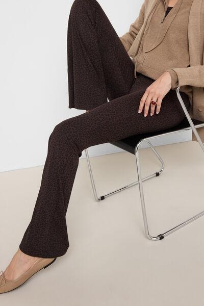 Brown First Class Soft Touch Flared Pants, 5501_209F, medium