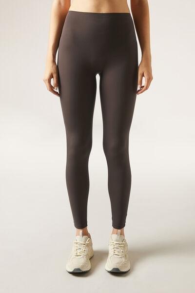 Brown Compact Sculpt Cotton Leggings, , large image number 1