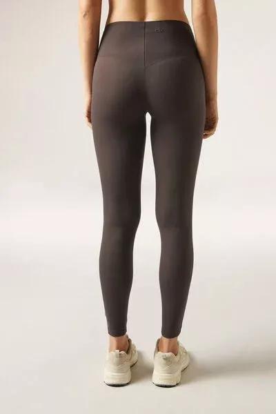 Brown Compact Sculpt Cotton Leggings, 5501_110F, medium
