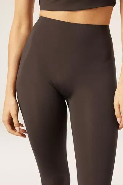 Brown Compact Sculpt Cotton Leggings, 5501_110F, large image number 3