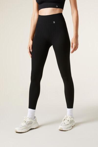 Black Seamless Sports Leggings, , large image number 0